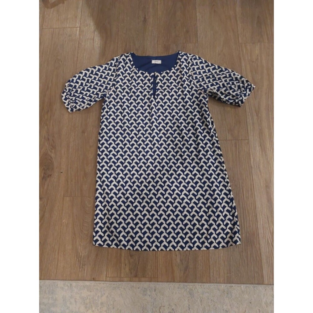 OddY Mini Dress Post Modern Design White And Navy Blue Size 4 To 6